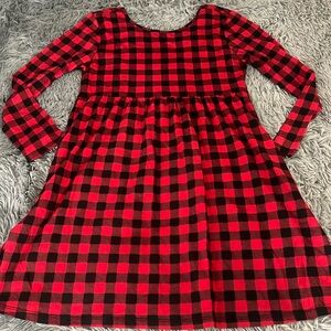 Buffalo plaid dress L red & black plaid checks longsleeve full skirt ON plus